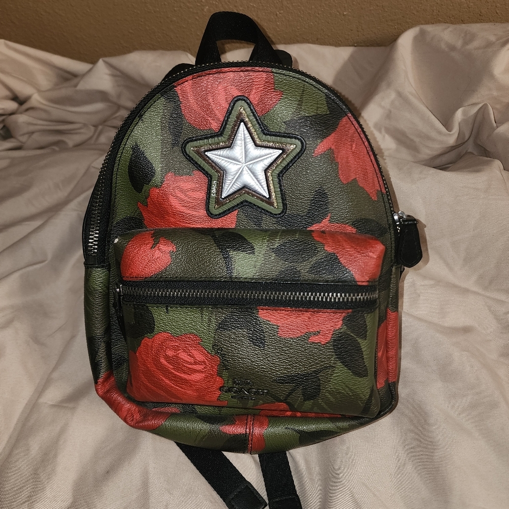 Coach camo roses mini backpack